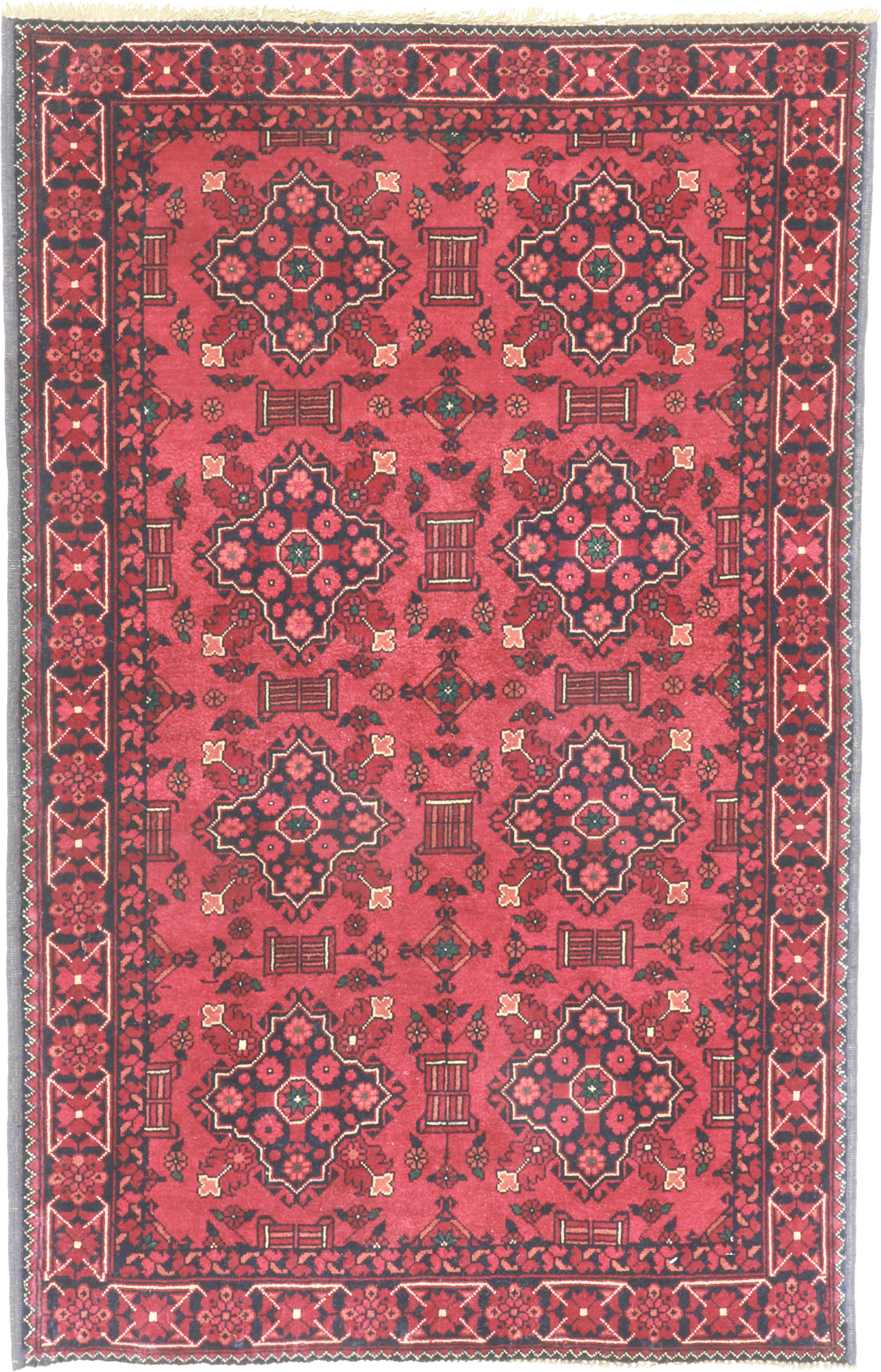 W 2.9 L 4.4 Khan Mohamadie 100% Wool Hand-Woven All-Over Design - 64256