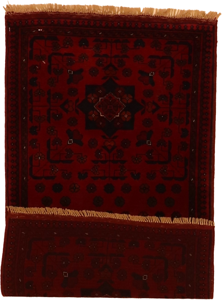 W 1.9 L 3.4 Khan Runner 100% Wool Hand-Woven All-Over Design - 64264