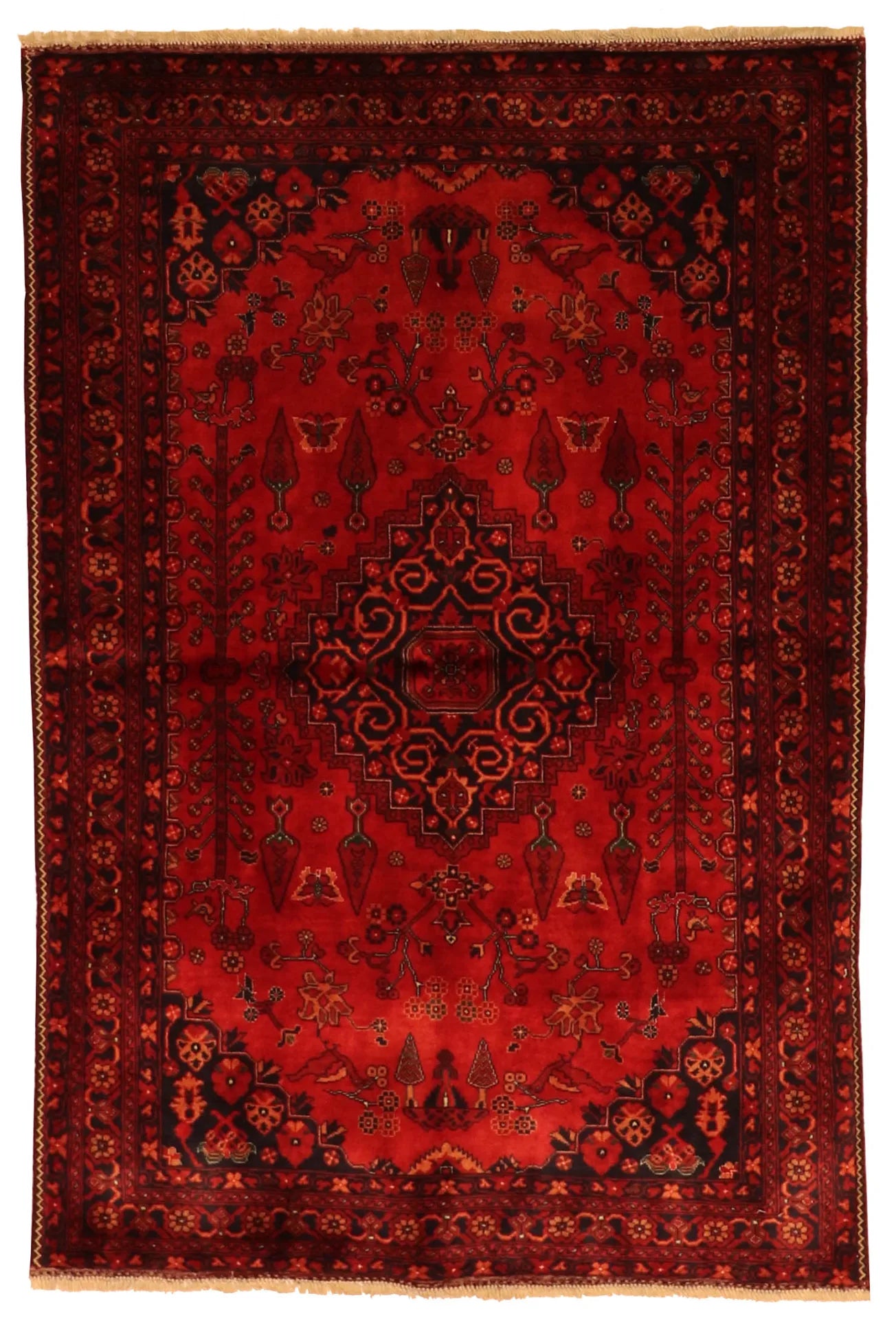 W 3.4 - L 5 - Khan Wool All Over Rectangle - Finest Hand-Knotted Quality Wool - 64267