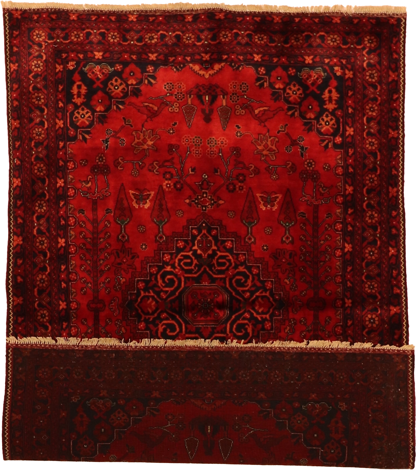 W 3.4 - L 5 - Khan Wool All Over Rectangle - Finest Hand-Knotted Quality Wool - 64267