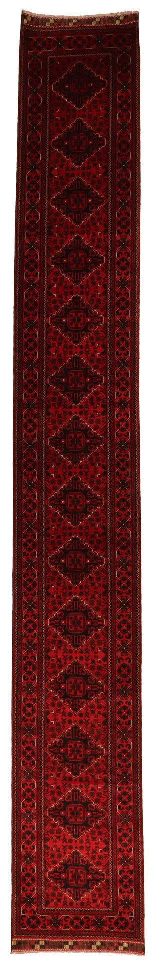 W 2.8 - L 19.8 - Khan Fine/Wool All Over Rectangle - Finest Hand-Knotted Quality Wool - 64278