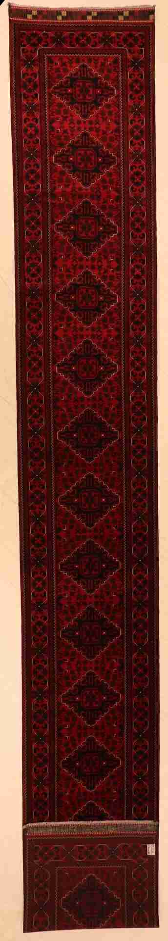 W 2.8 - L 19.8 - Khan Fine/Wool All Over Rectangle - Finest Hand-Knotted Quality Wool - 64278
