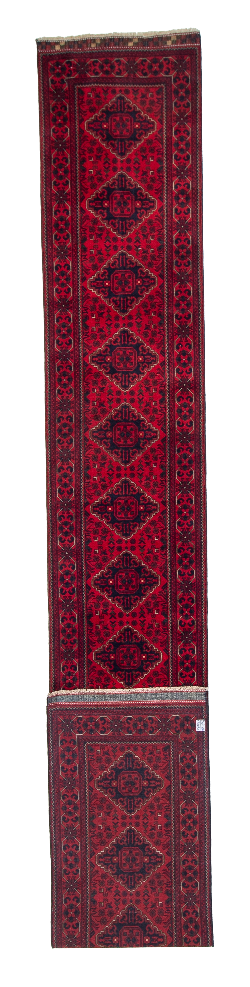 W 2.8 L 19.6 Khan Runner 100% Wool Hand-Woven All-Over Design - 64279