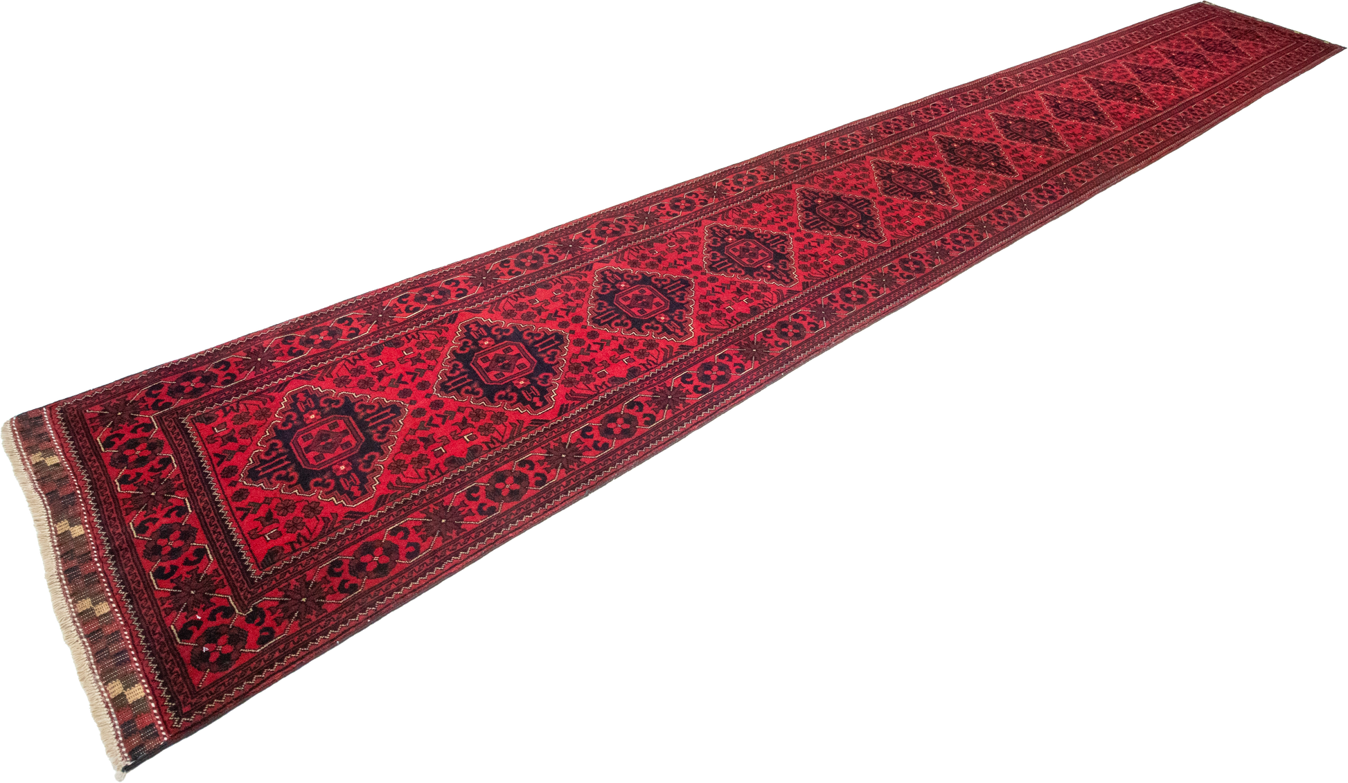 W 2.8 L 19.6 Khan Runner 100% Wool Hand-Woven All-Over Design - 64279