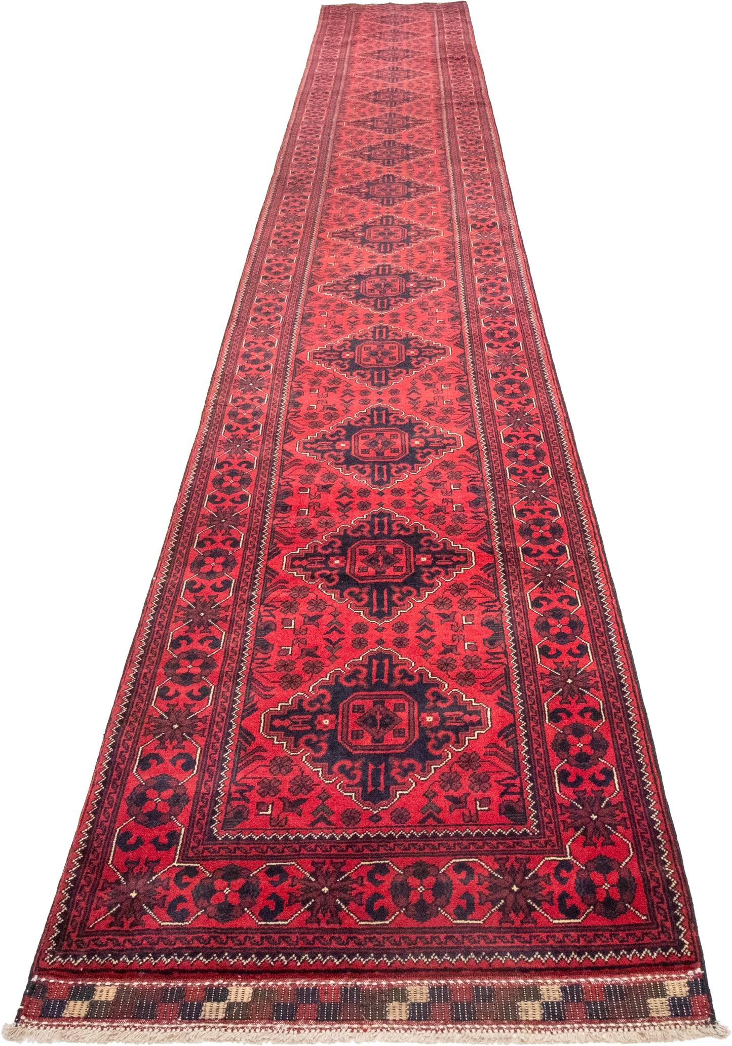 W 2.8 L 19.6 Khan Runner 100% Wool Hand-Woven All-Over Design - 64279