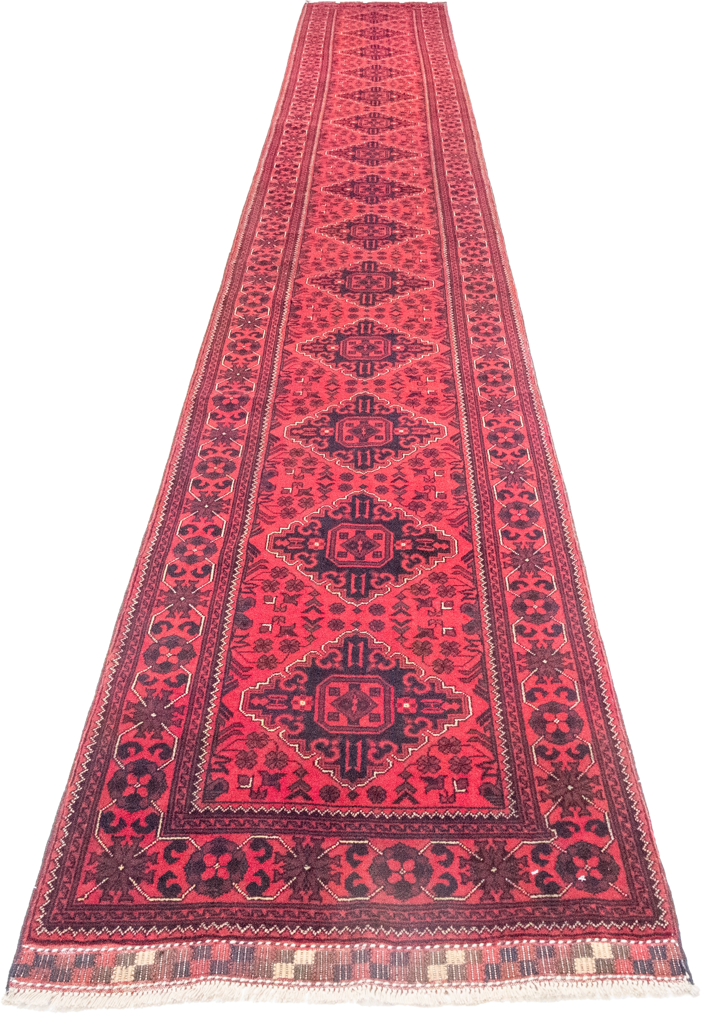 W 2.8 L 19.6 Khan Runner 100% Wool Hand-Woven All-Over Design - 64279