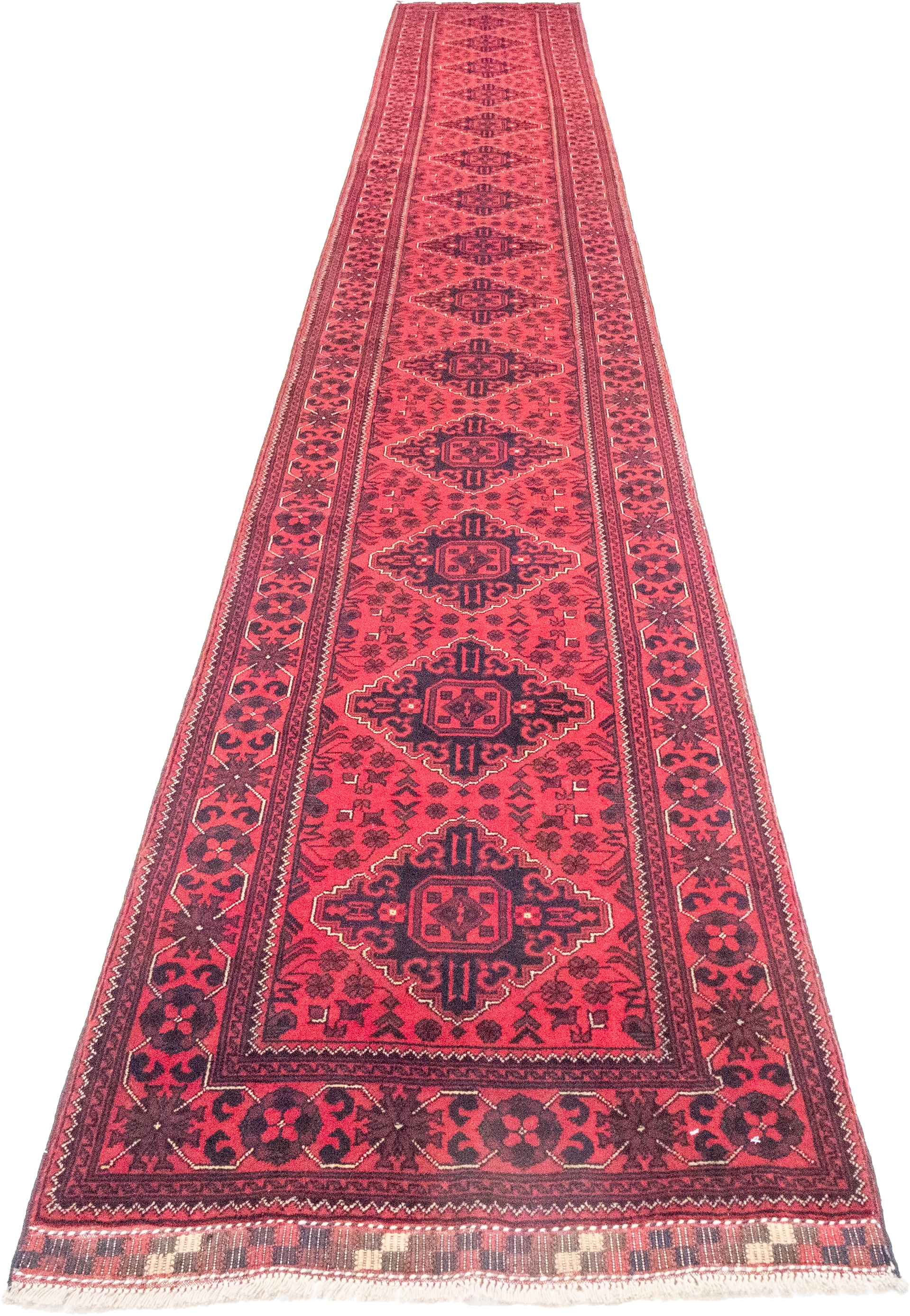 W 2.8 L 19.6 Khan Runner 100% Wool Hand-Woven All-Over Design - 64279