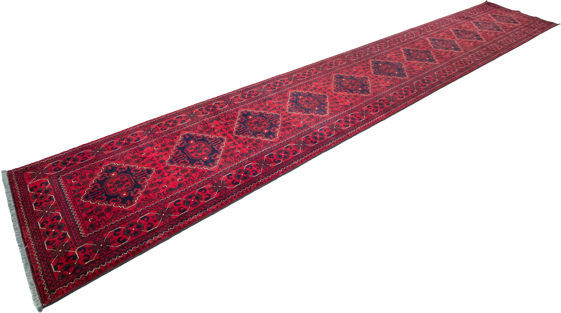 W 2.7 L 16.2 Khan Runner 100% Wool Hand-Woven All-Over Design - 64280