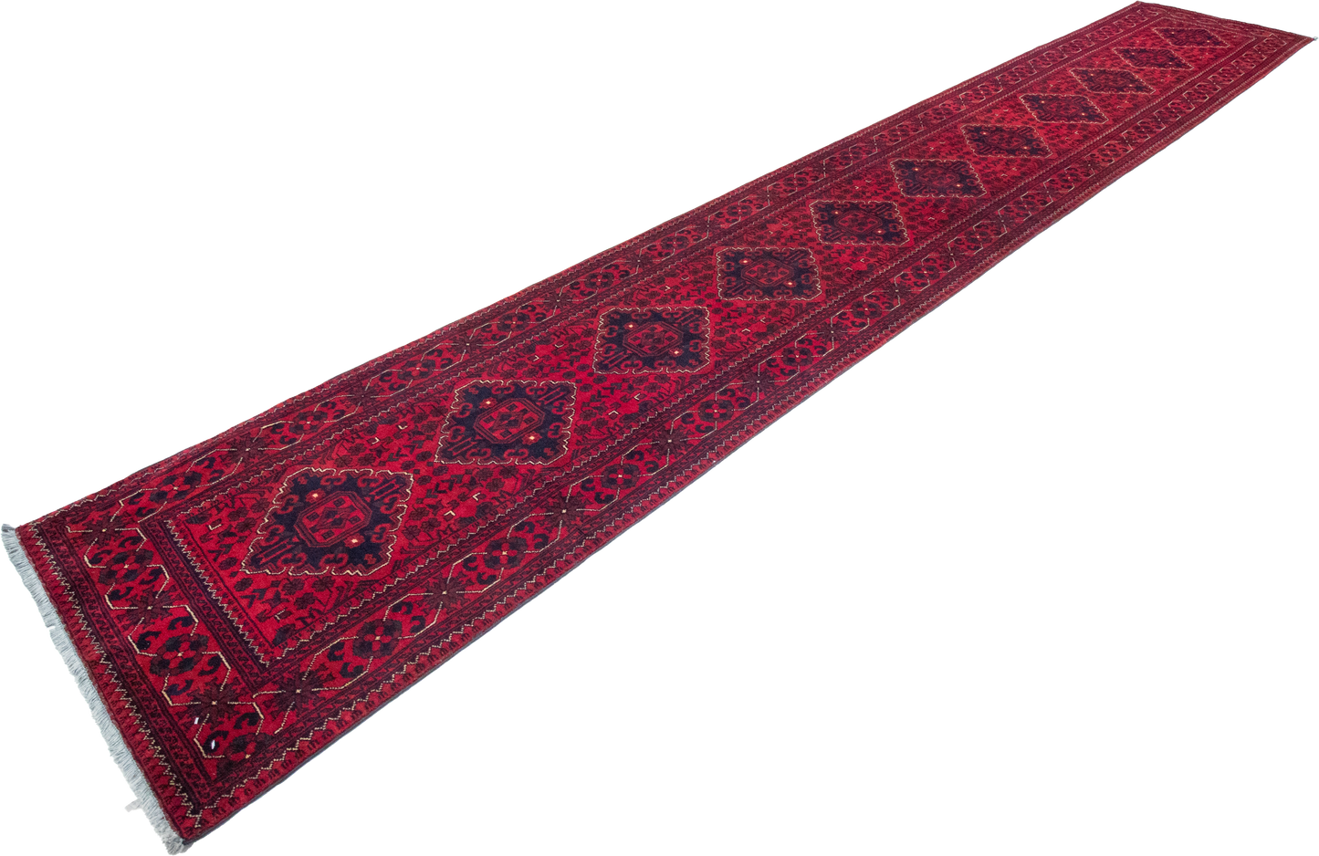 W 2.7 L 16.2 Khan Runner 100% Wool Hand-Woven All-Over Design - 64280