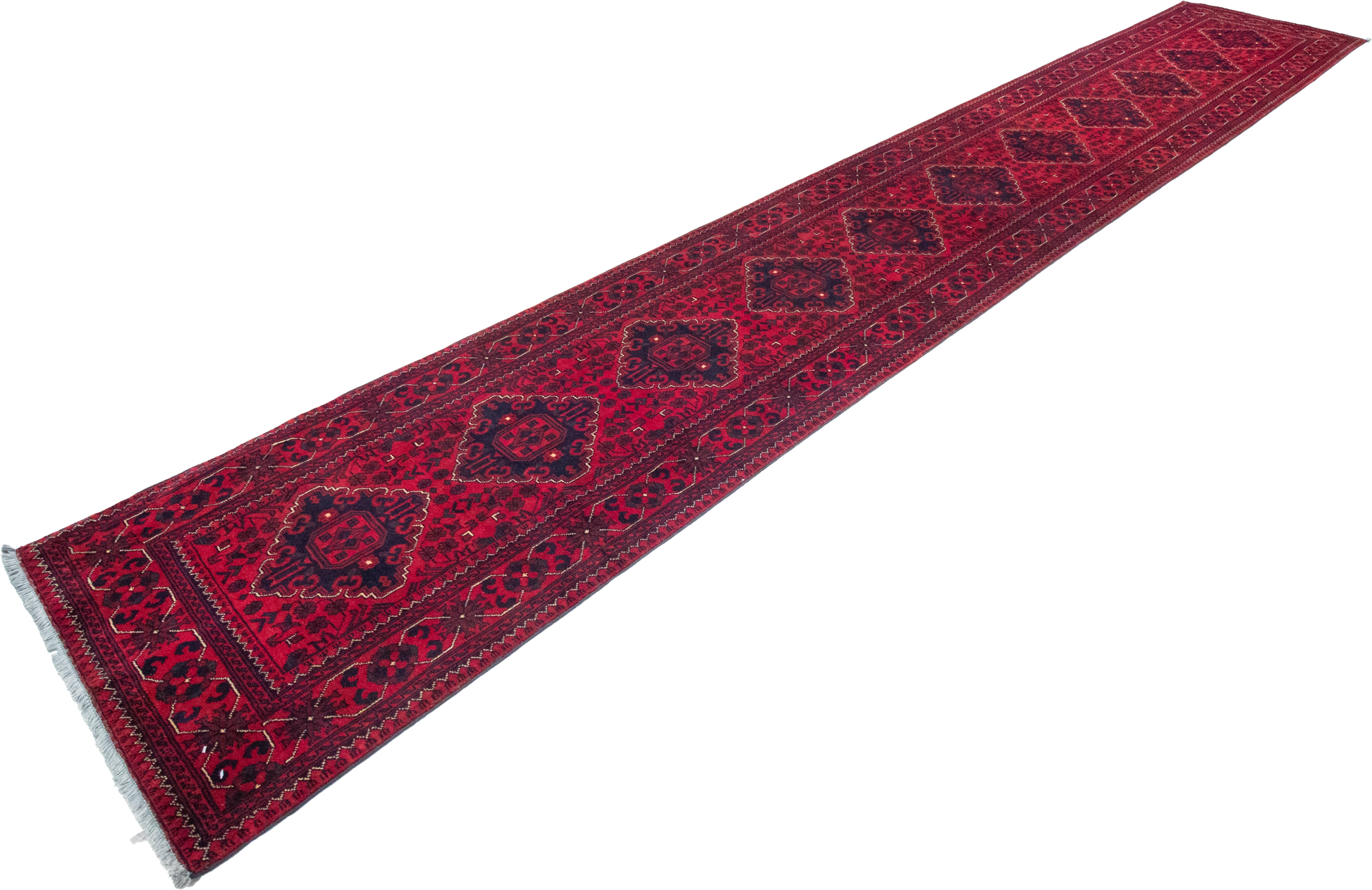 W 2.7 L 16.2 Khan Runner 100% Wool Hand-Woven All-Over Design - 64280