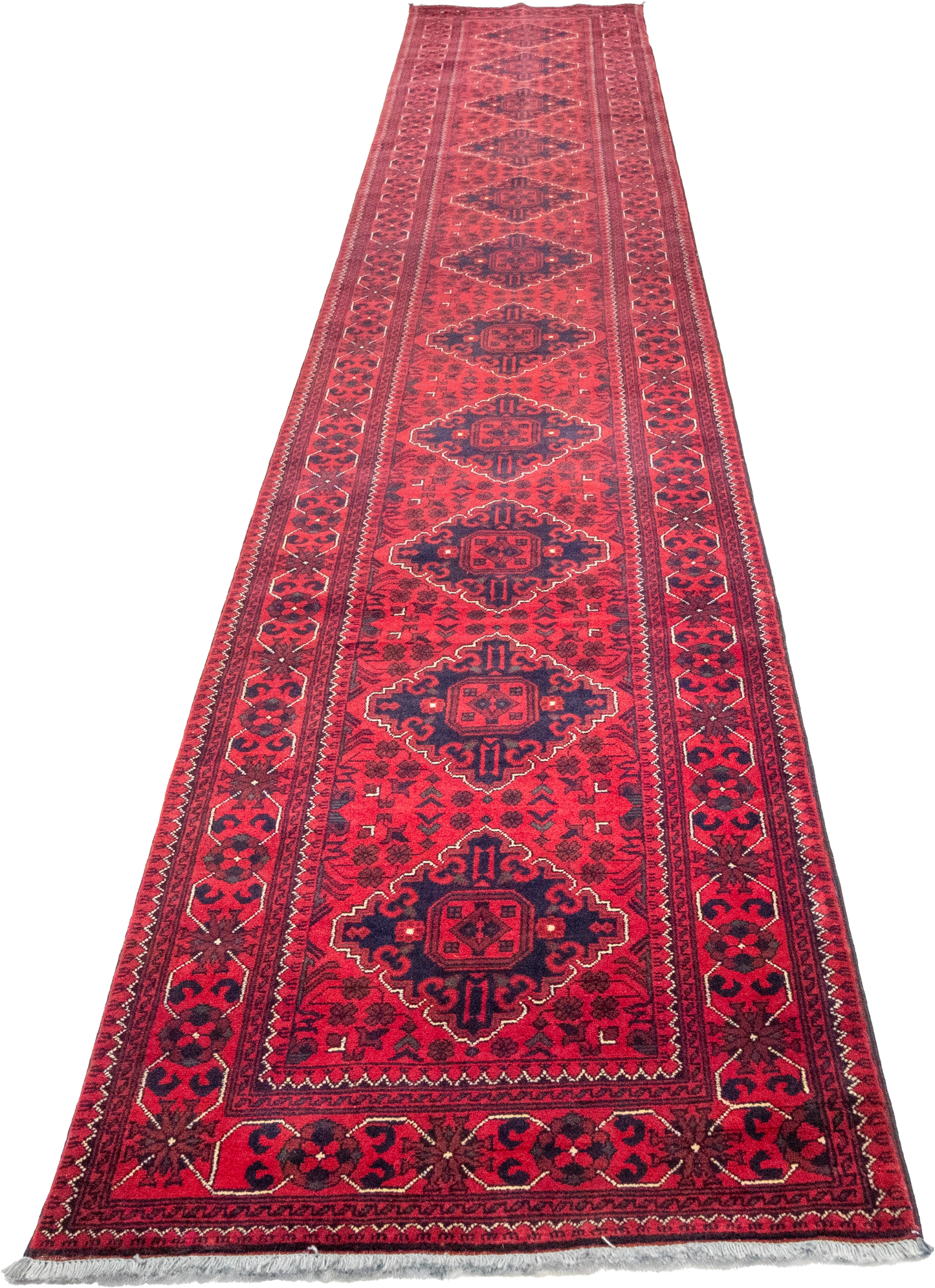 W 2.7 L 16.2 Khan Runner 100% Wool Hand-Woven All-Over Design - 64280