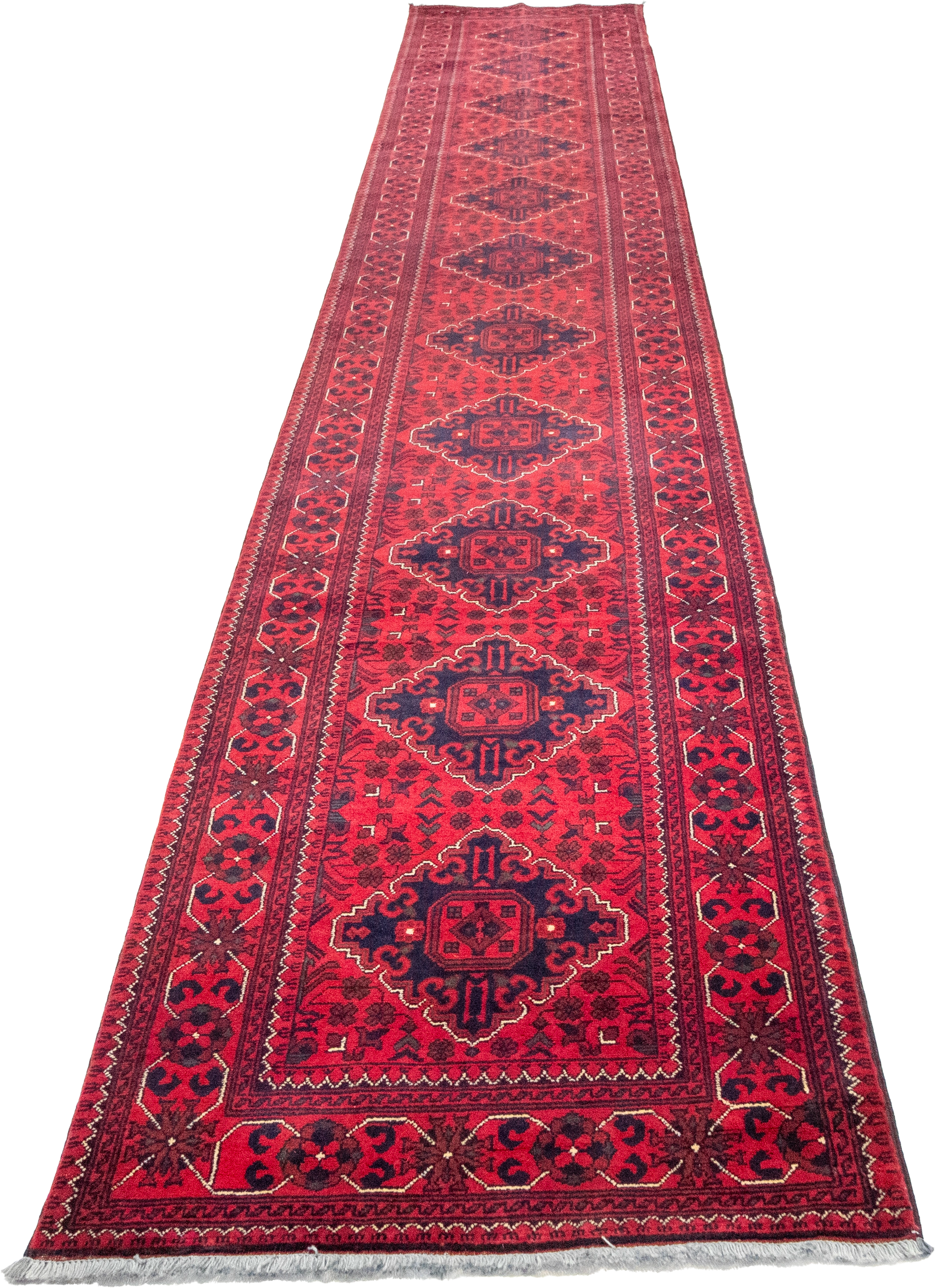 W 2.7 L 16.2 Khan Runner 100% Wool Hand-Woven All-Over Design - 64280