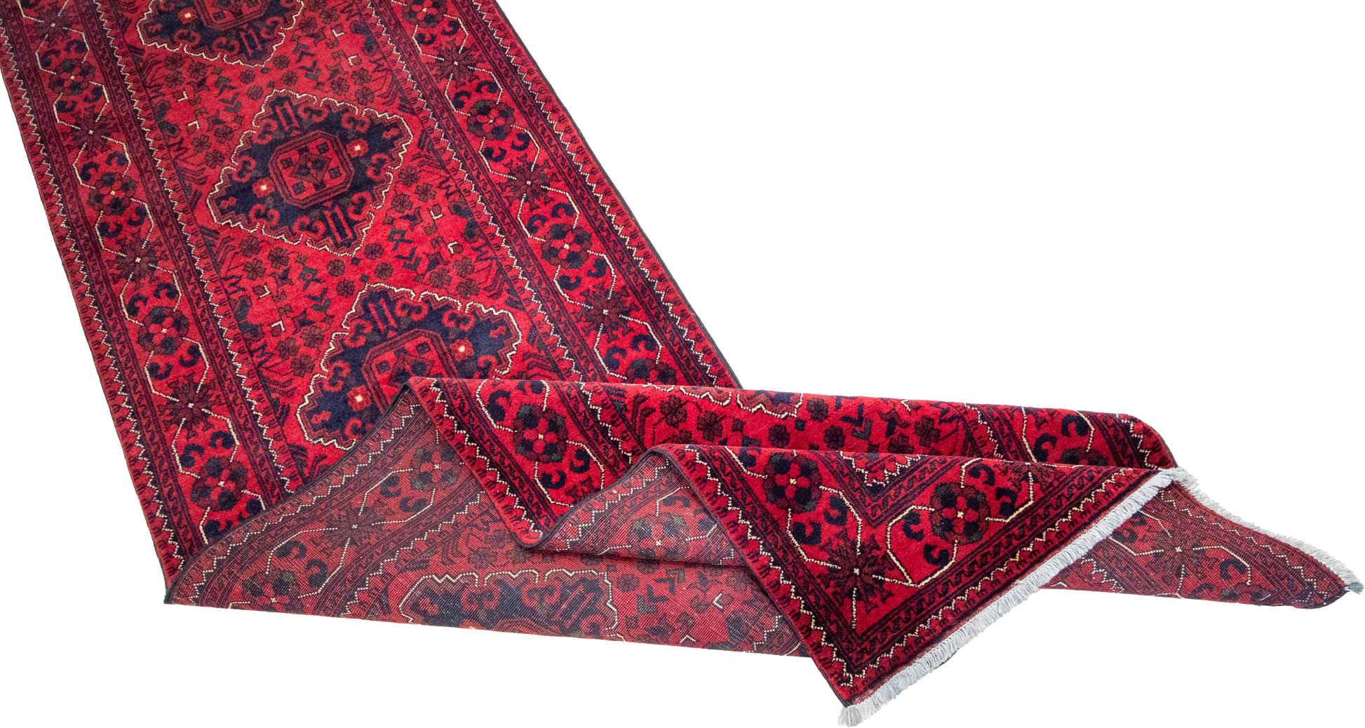 W 2.7 L 16.2 Khan Runner 100% Wool Hand-Woven All-Over Design - 64280