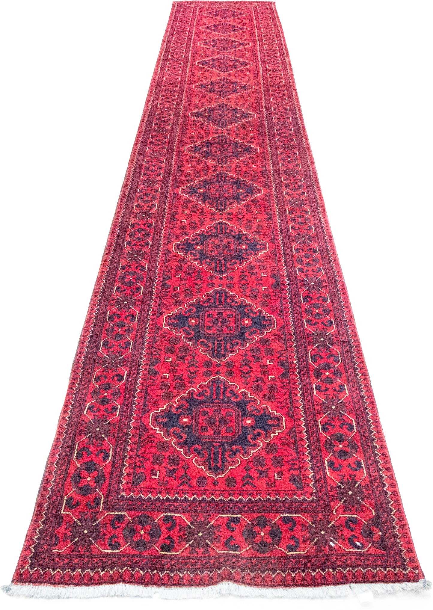 W 2.7 L 16.2 Khan Runner 100% Wool Hand-Woven All-Over Design - 64280