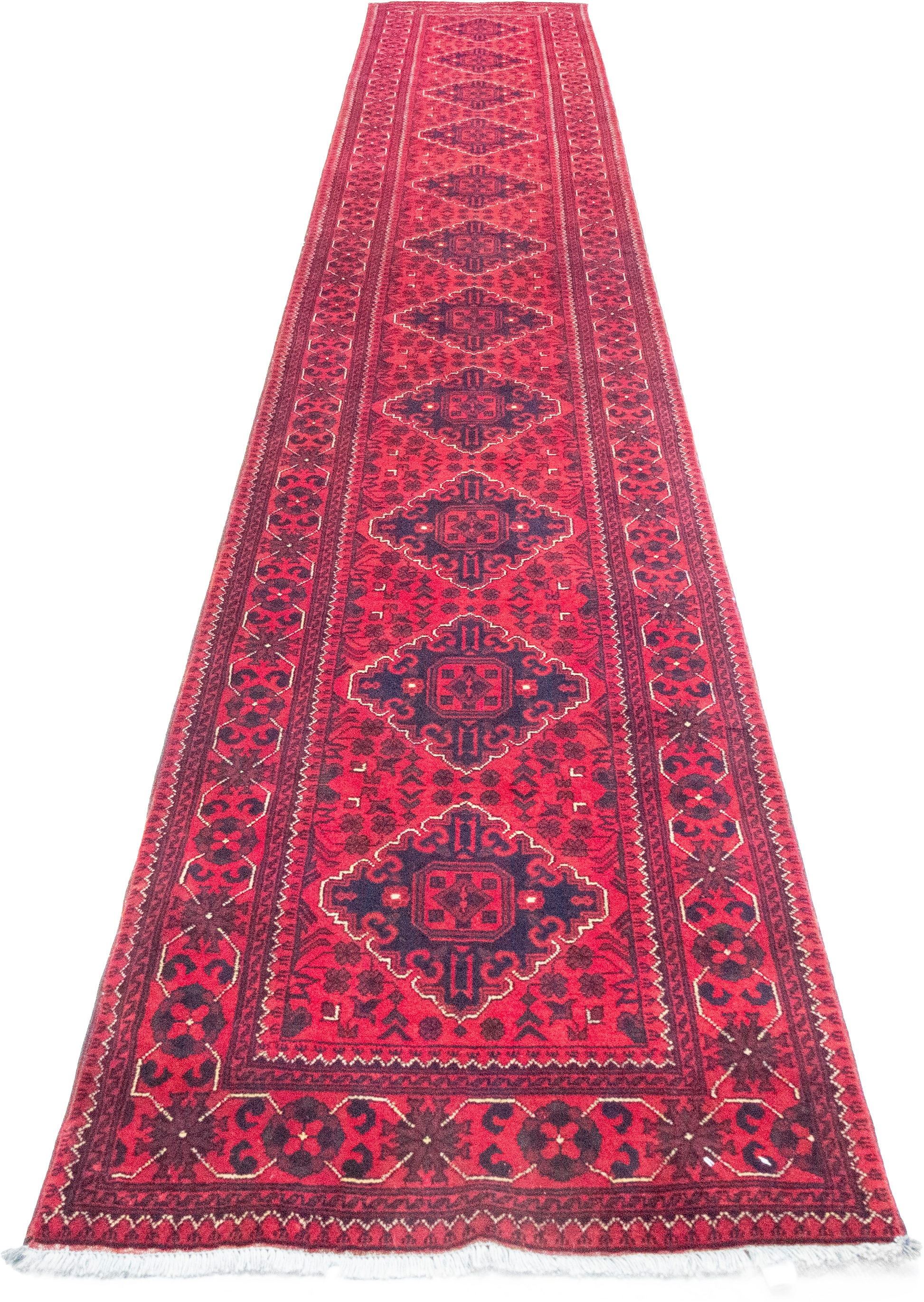 W 2.7 L 16.2 Khan Runner 100% Wool Hand-Woven All-Over Design - 64280