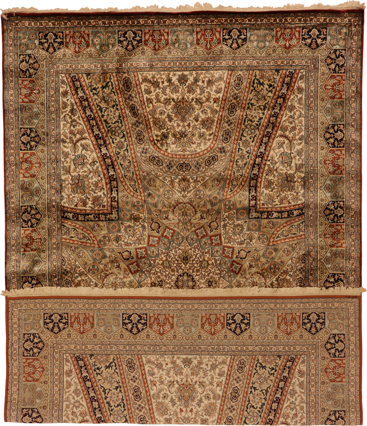 W 6 L 9.2 Tabriz 100% Silk Hand-Woven Medallion Design - 64296