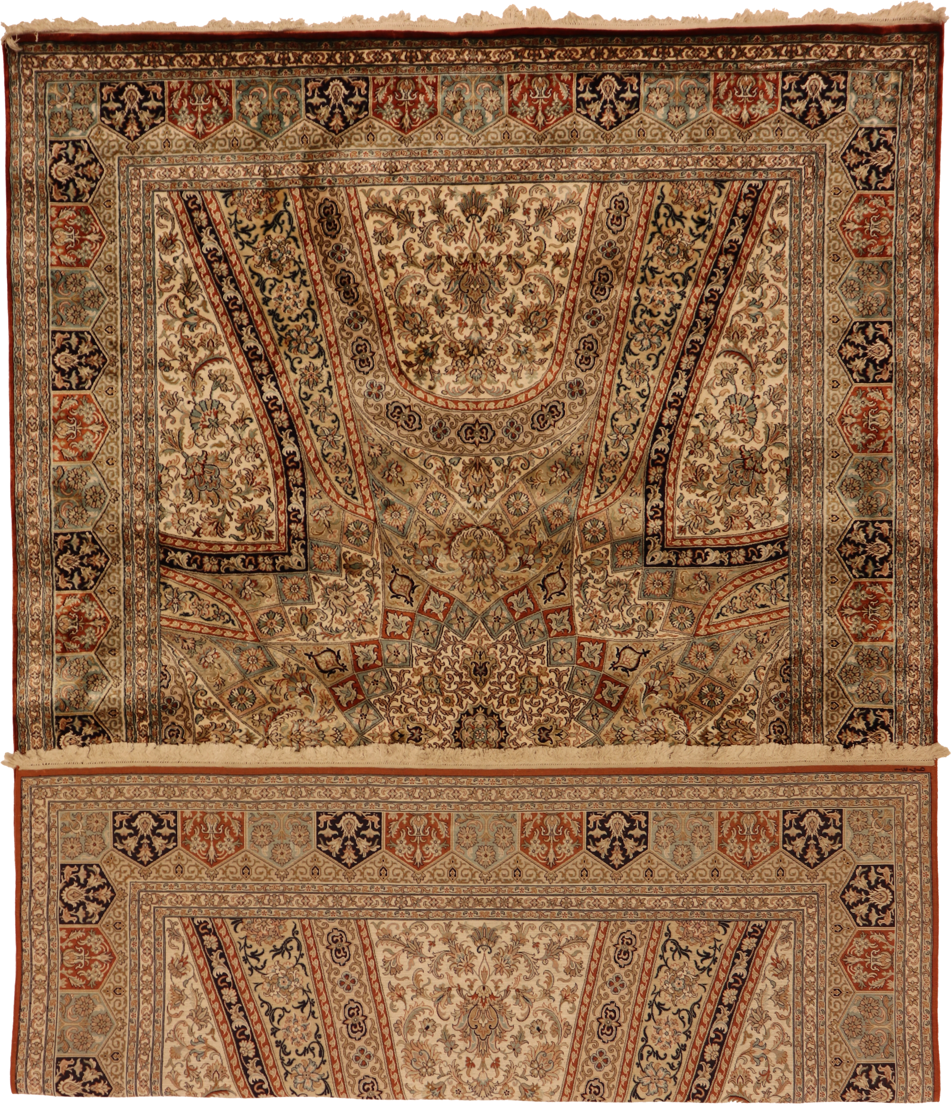 W 6 L 9.2 Tabriz 100% Silk Hand-Woven Medallion Design - 64296