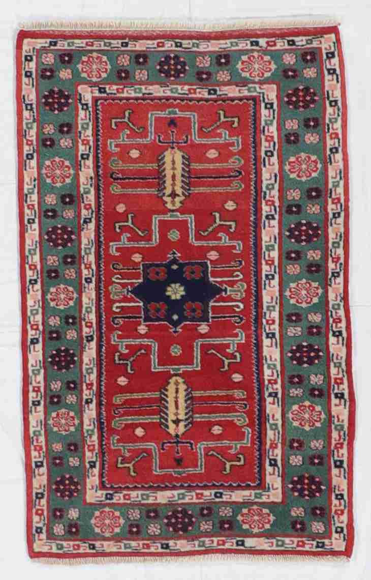 W 2.9 - L 5.6 - Turkish Wool All Over Rectangle - Finest Hand-Knotted Quality Wool - 64313