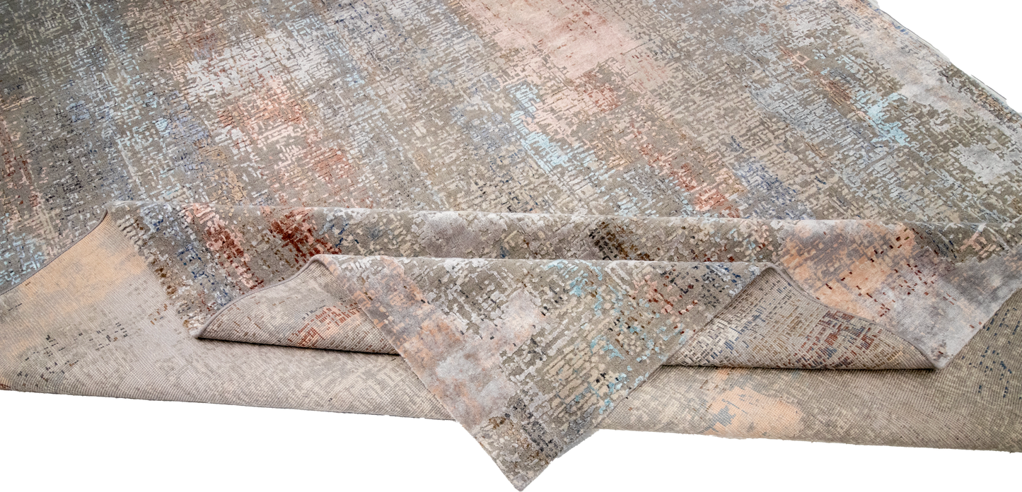 W 8.10 L 11.10 Modern Wool And Silk Blend Hand-Woven All-Over Design - 64332