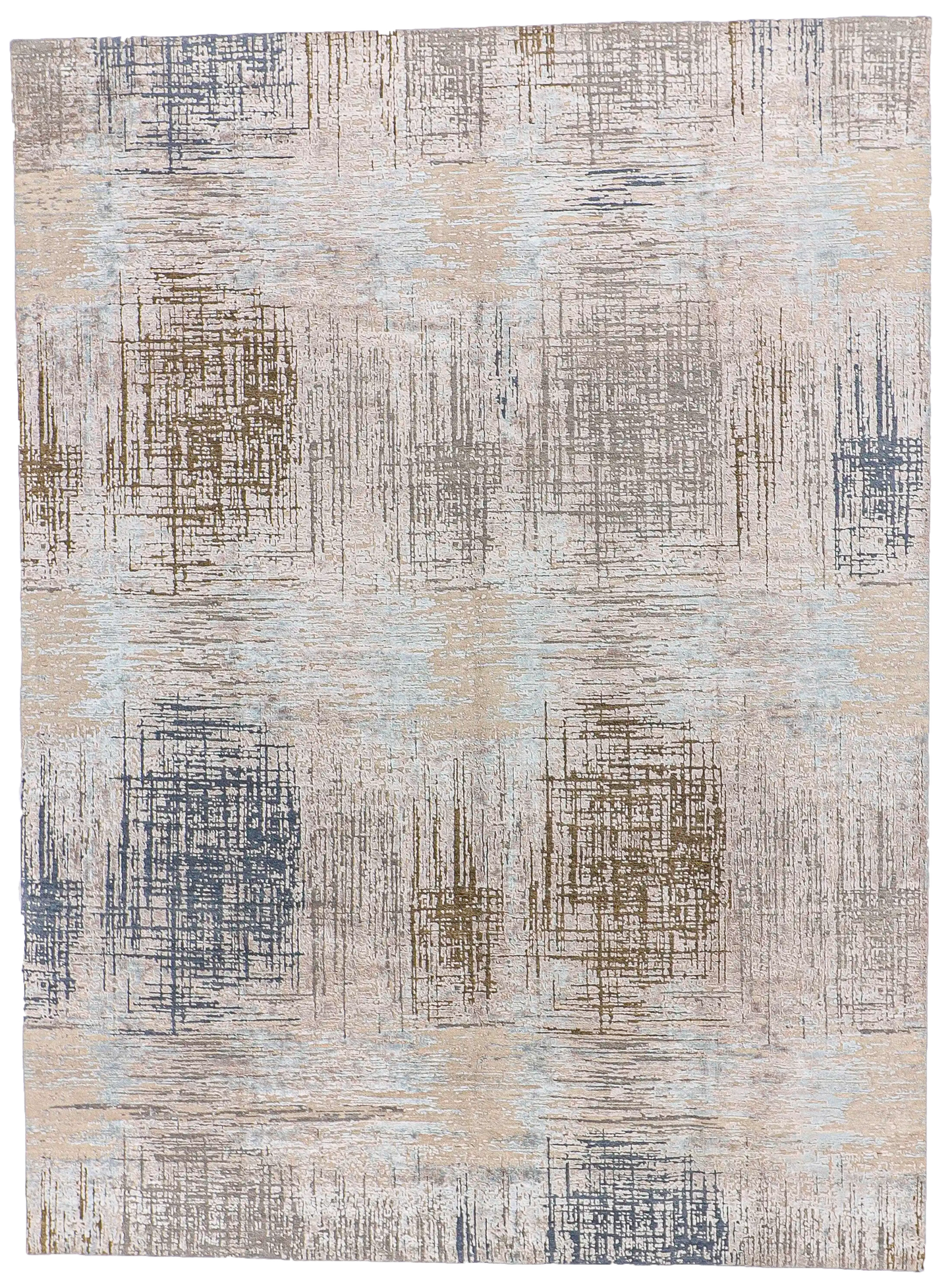 W 9 L 12 Modern Wool And Silk Blend Hand-Woven Contemporary Design - 64333