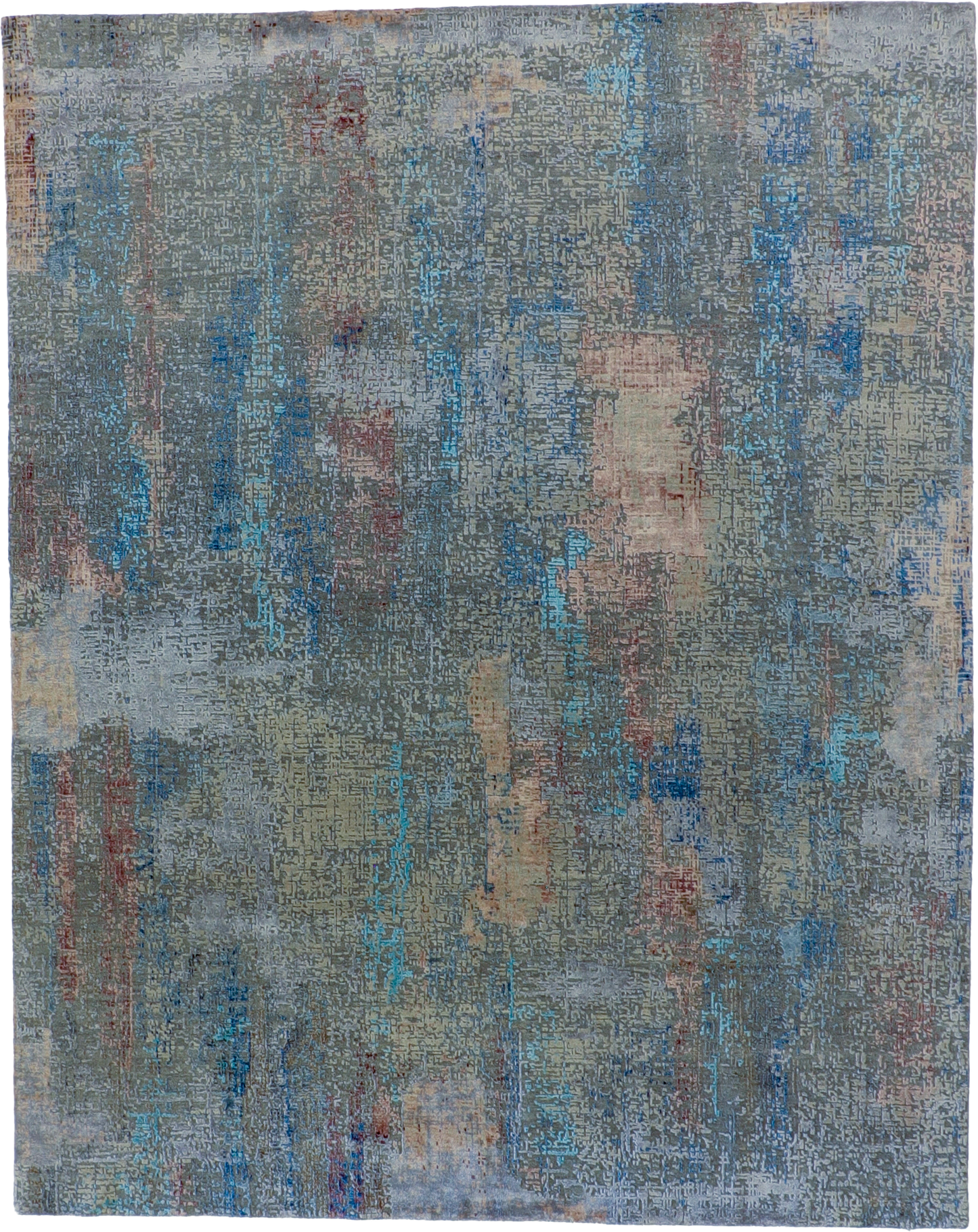 W 8 L 10 Modern 100% Wool Hand-Knotted Pile Rug - 64345