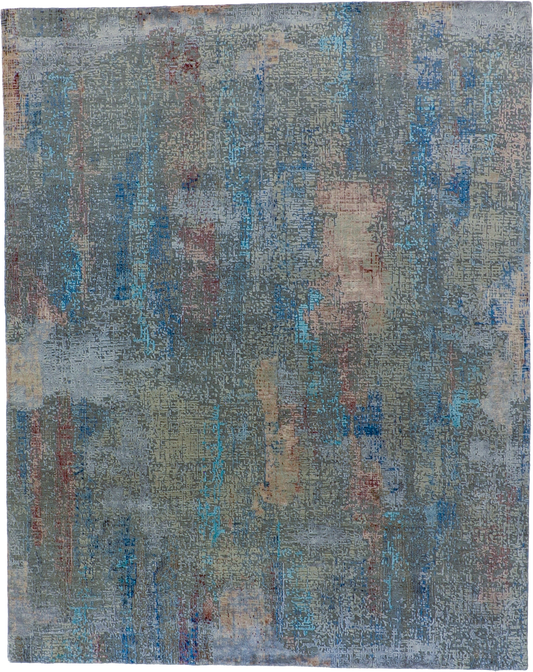 W 8 L 10 Modern 100% Wool Hand-Knotted Pile Rug - 64345