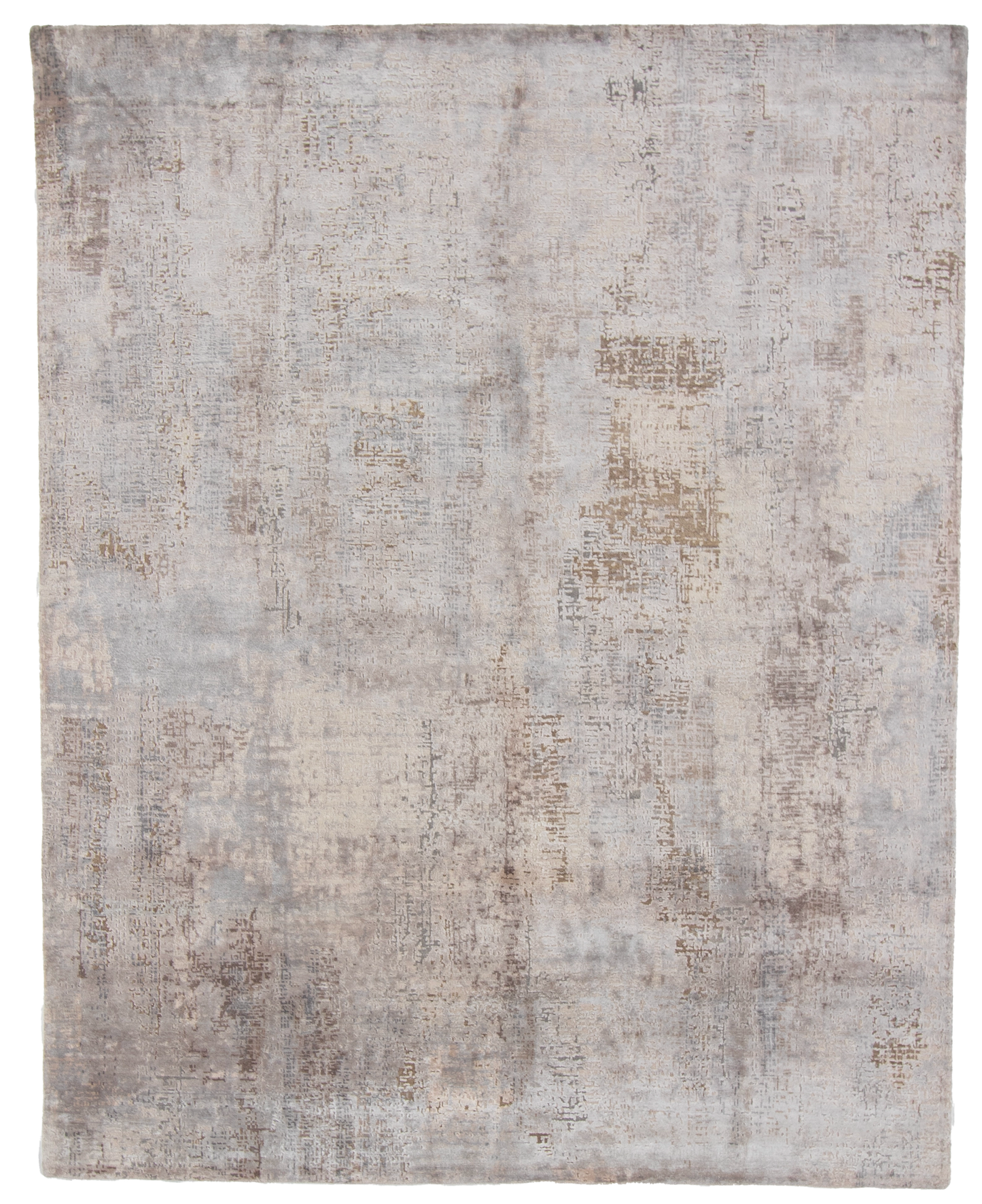 W 8 L 10.1 Modern Wool And Silk Blend Hand-Woven Contemporary Design - 64346