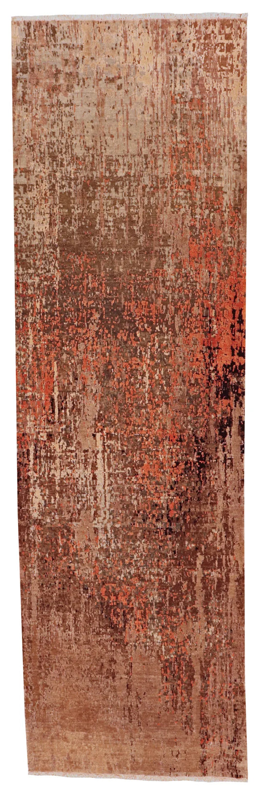 2.6 x 9.5 - Modern Fine/Wool All Over Rectangle - Finest Hand-Knotted Quality Wool — 64359