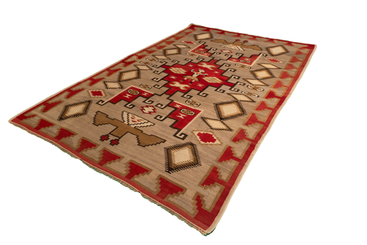 W 5.9 L 8.7 Navajo 100% Wool Hand-Woven Geometric Design - 64373