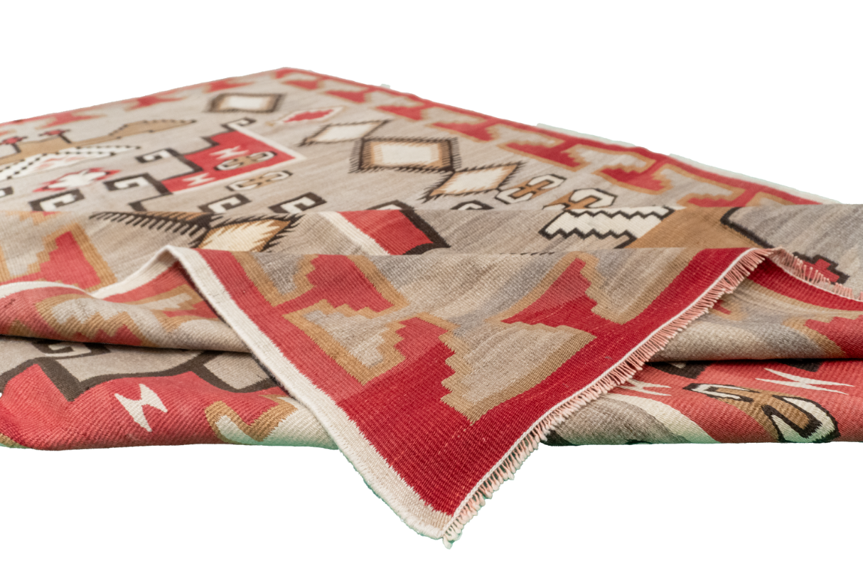 W 5.9 L 8.7 Navajo 100% Wool Hand-Woven Geometric Design - 64373