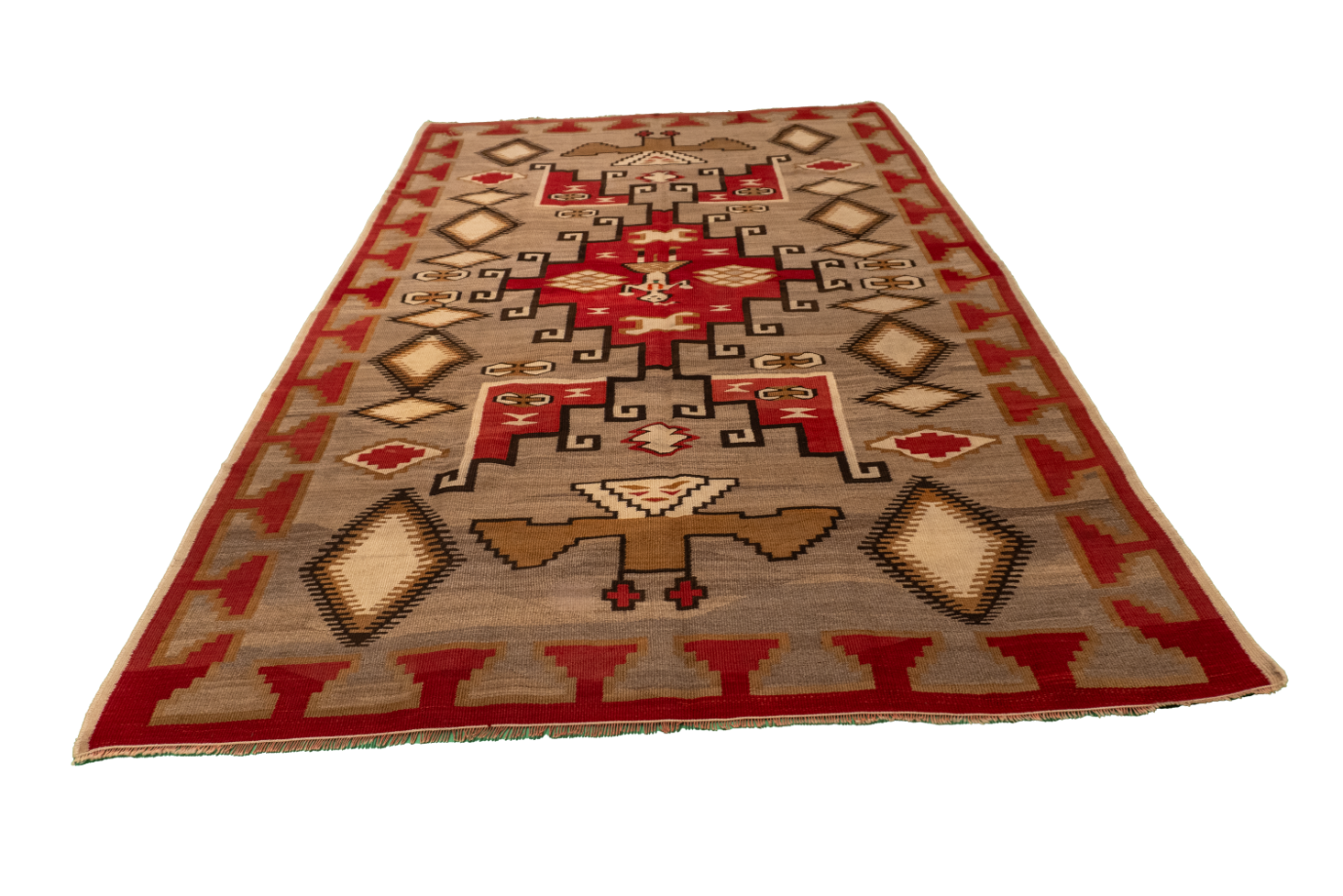 W 5.9 L 8.7 Navajo 100% Wool Hand-Woven Geometric Design - 64373
