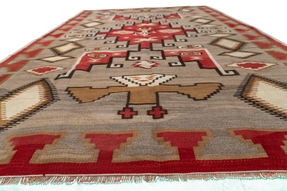 W 5.9 L 8.7 Navajo 100% Wool Hand-Woven Geometric Design - 64373
