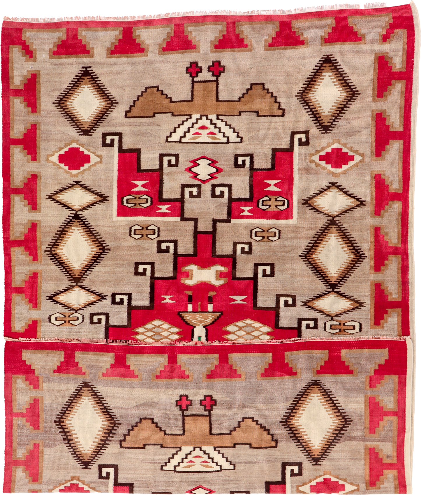 W 5.9 L 8.7 Navajo 100% Wool Hand-Woven Geometric Design - 64373