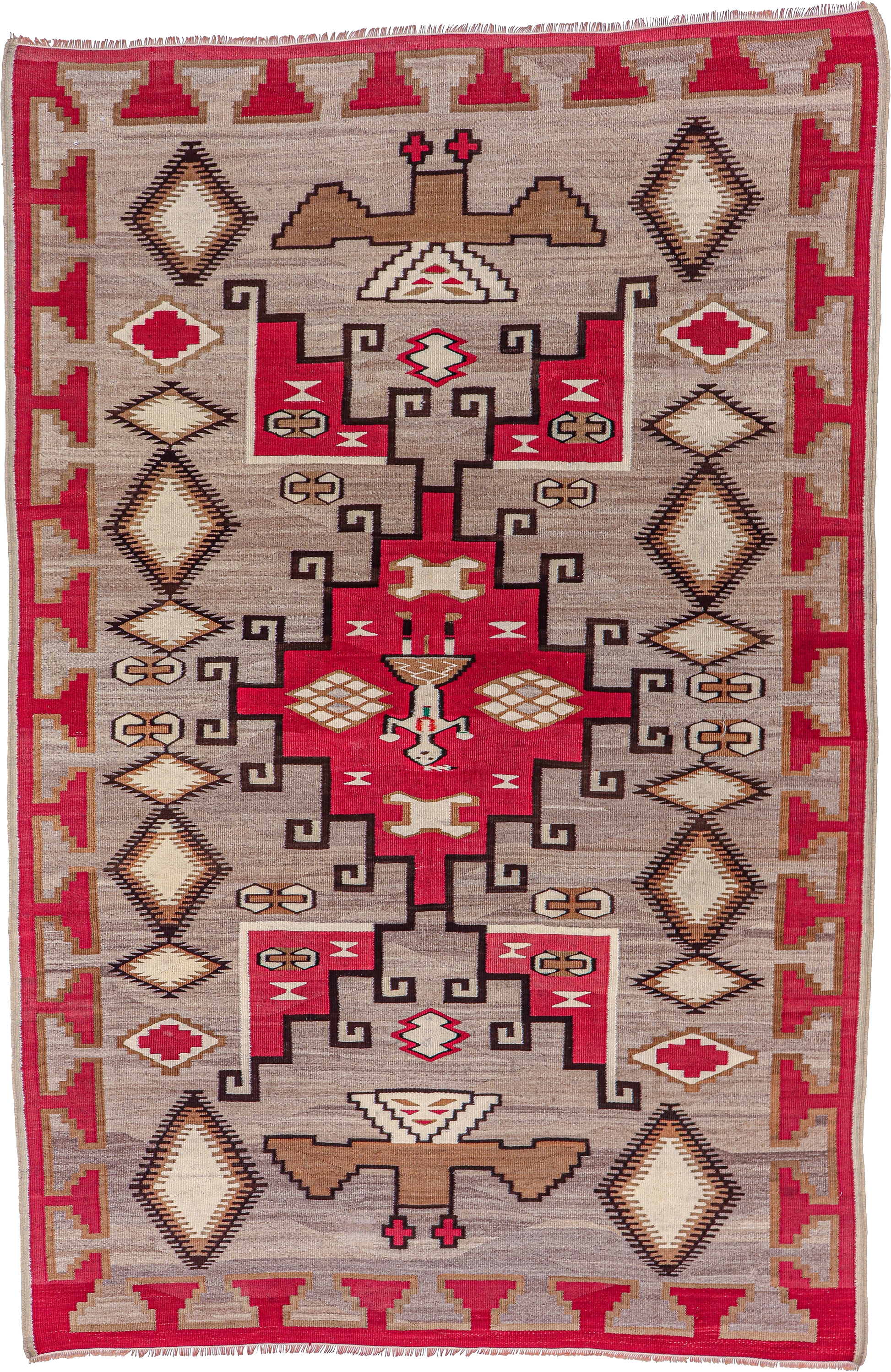 W 5.9 L 8.7 Navajo 100% Wool Hand-Woven Geometric Design - 64373