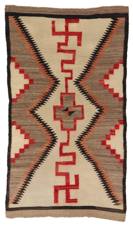 3 x 5.4 - Navajo Fine Geometric Rectangle - Finest Hand-Made Quality Wool — 64377