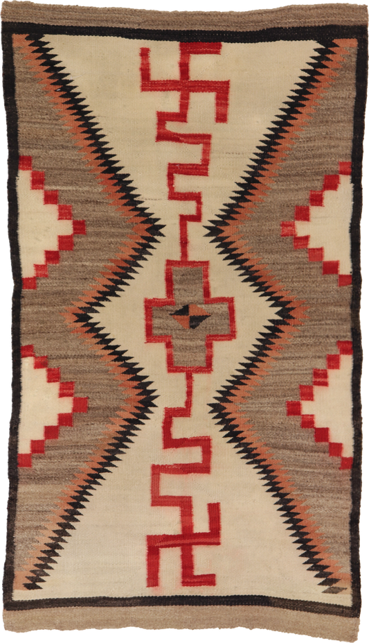W 3 - L 5.4 Kilim 100% Wool Hand-Woven Navajo Inspired Design - 64377