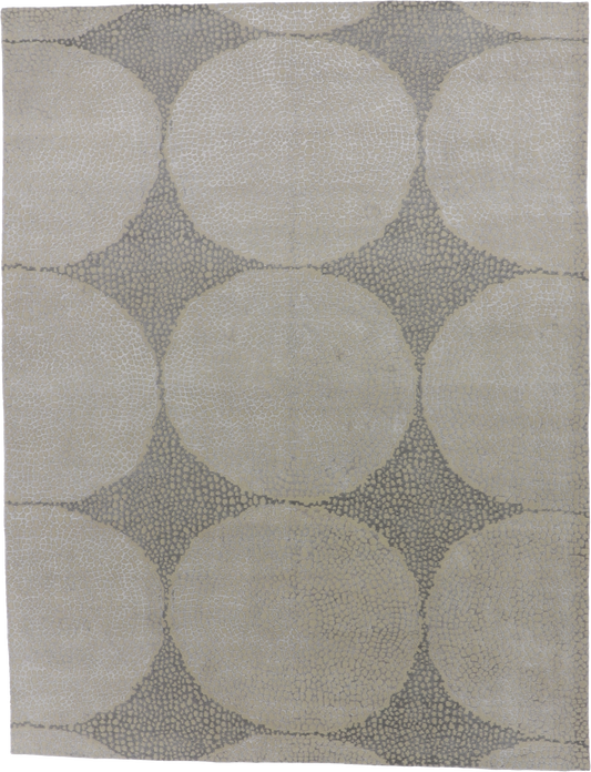 W 9.2 L 12 Modern Wool And Silk Blend Hand-Woven Contemporary Design - 64390
