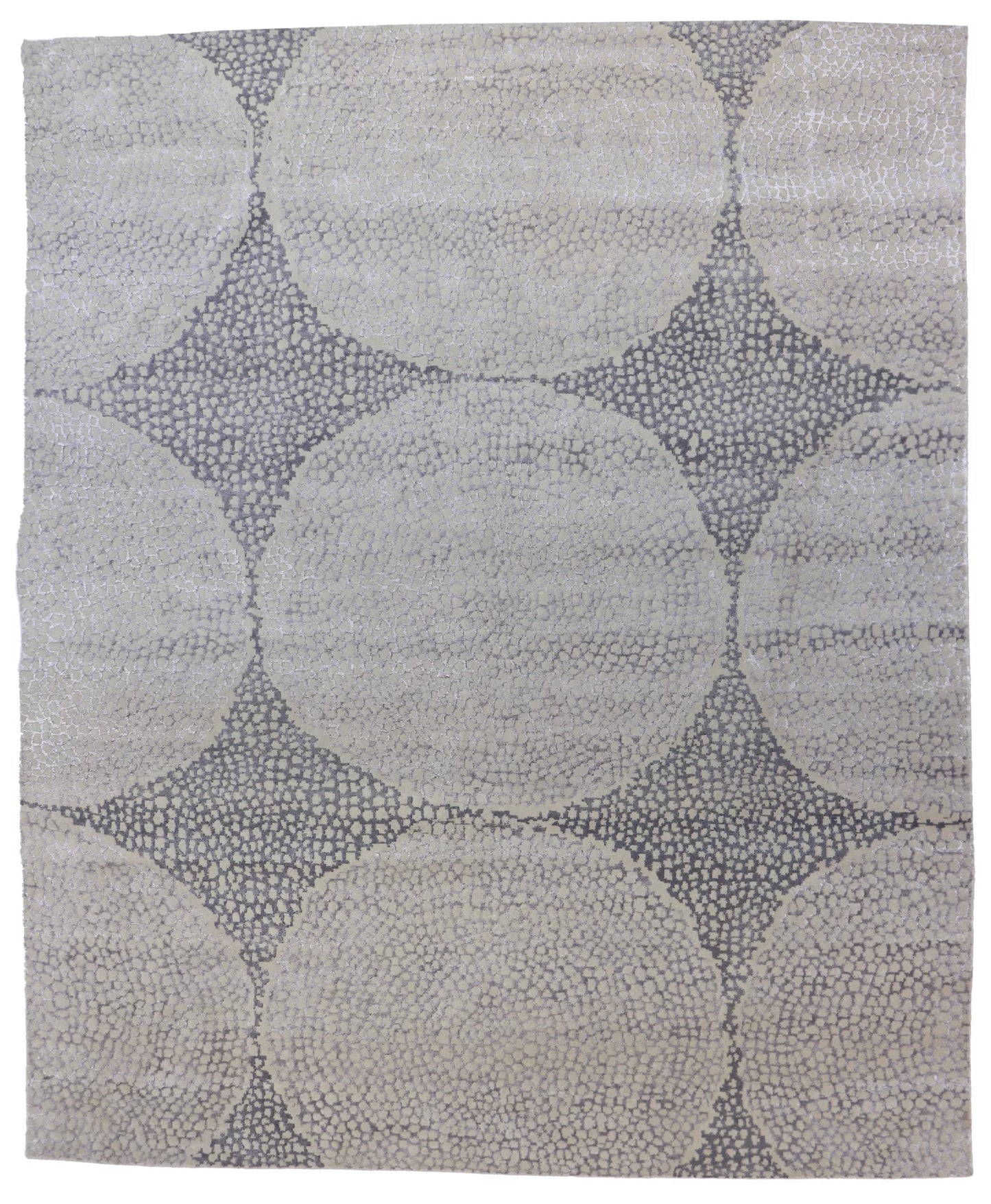 8 x 9.9 - Modern Wool/Silk Contemporary Rectangle - Finest Hand-Knotted Quality Wool — 64391