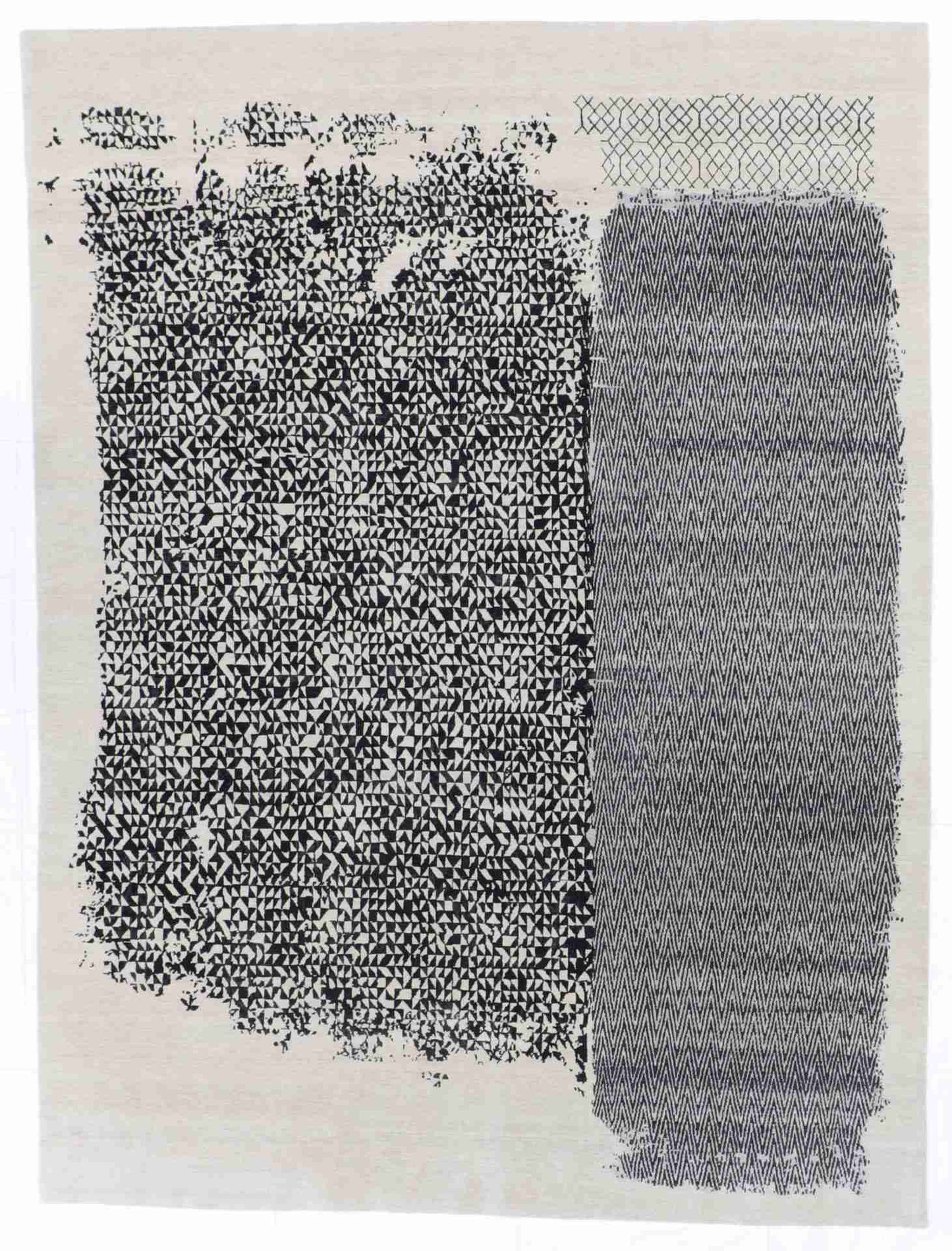 W 9.1 - L 12 - Modern Wool Contemporary Rectangle - Finest Hand-Knotted Quality Wool - 64392