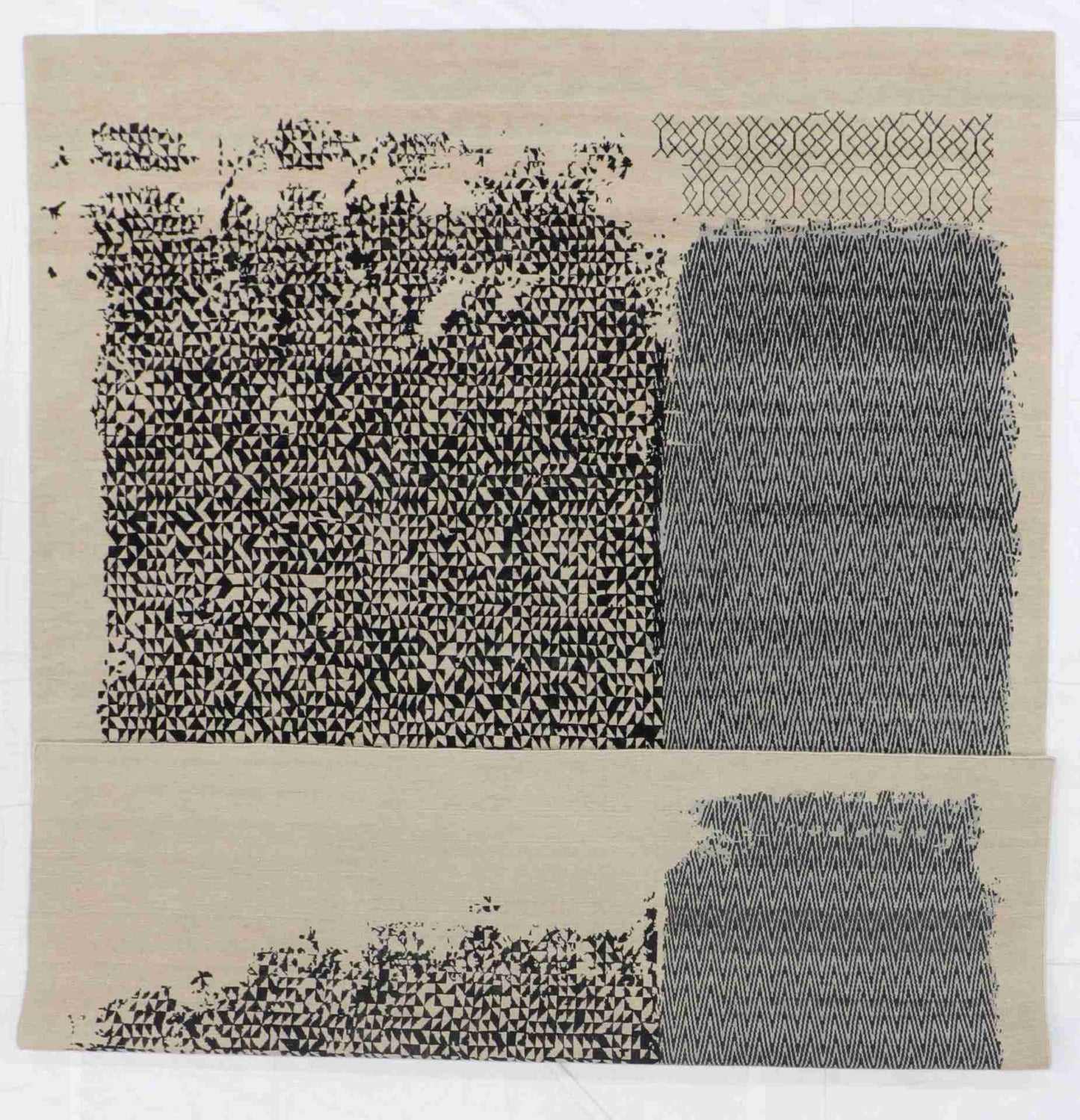 W 9.1 - L 12 - Modern Wool Contemporary Rectangle - Finest Hand-Knotted Quality Wool - 64392