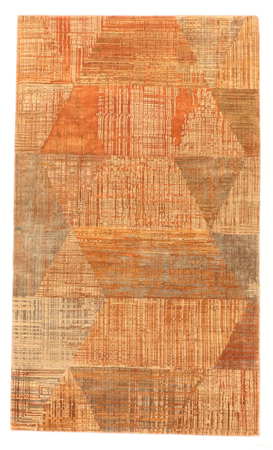 3 x 5.1 - Modern Wool/Silk All Over Rectangle - Finest Hand-Knotted Quality Wool — 64404