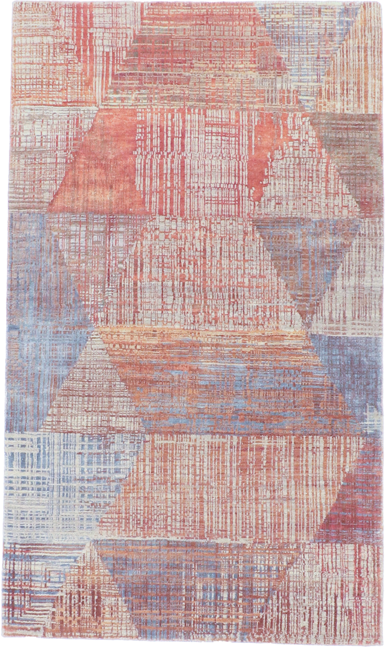 W 3 L 5.1 Modern Wool And Silk Blend Hand-Woven All-Over Design - 64404
