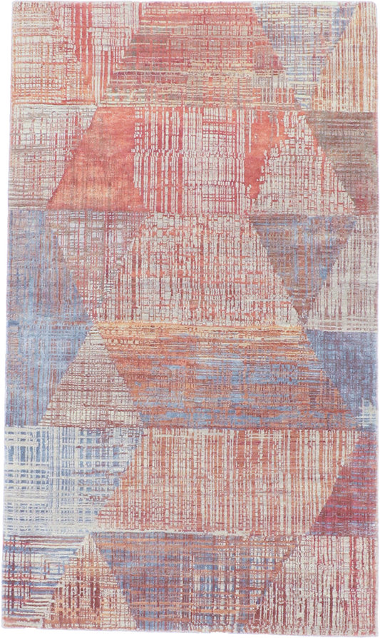W 3 L 5.1 Modern Wool And Silk Blend Hand-Woven All-Over Design - 64404