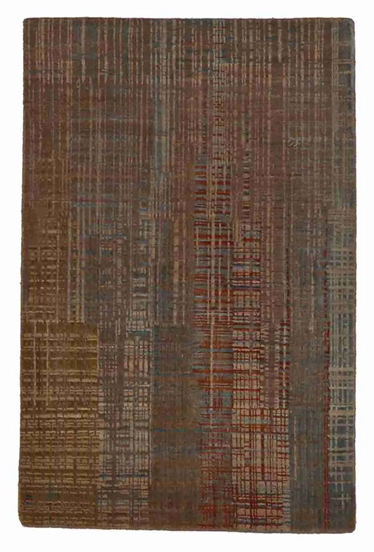 2 x 3 - Modern Fine/Wool/Silk All Over Rectangle - Finest Hand-Knotted Quality Wool/Silk — 64410