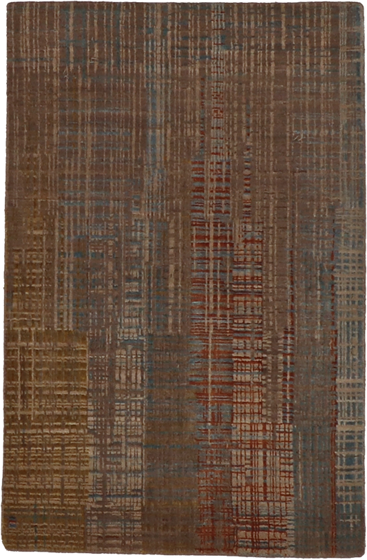 W 2 L 3 Modern Wool And Silk Blend Hand-Woven All-Over Design - 64410