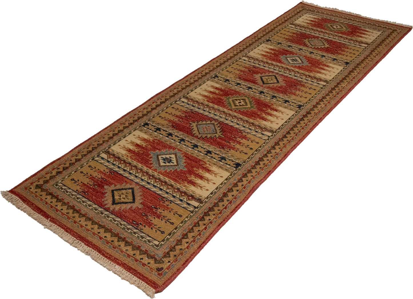 W 2.7 L 7.10 Karajeh Runner 100% Wool Hand-Woven Geometric Design - 64442