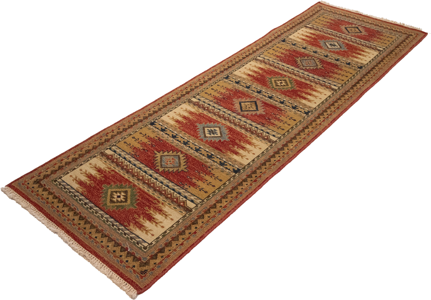 W 2.7 L 7.10 Karajeh Runner 100% Wool Hand-Woven Geometric Design - 64442