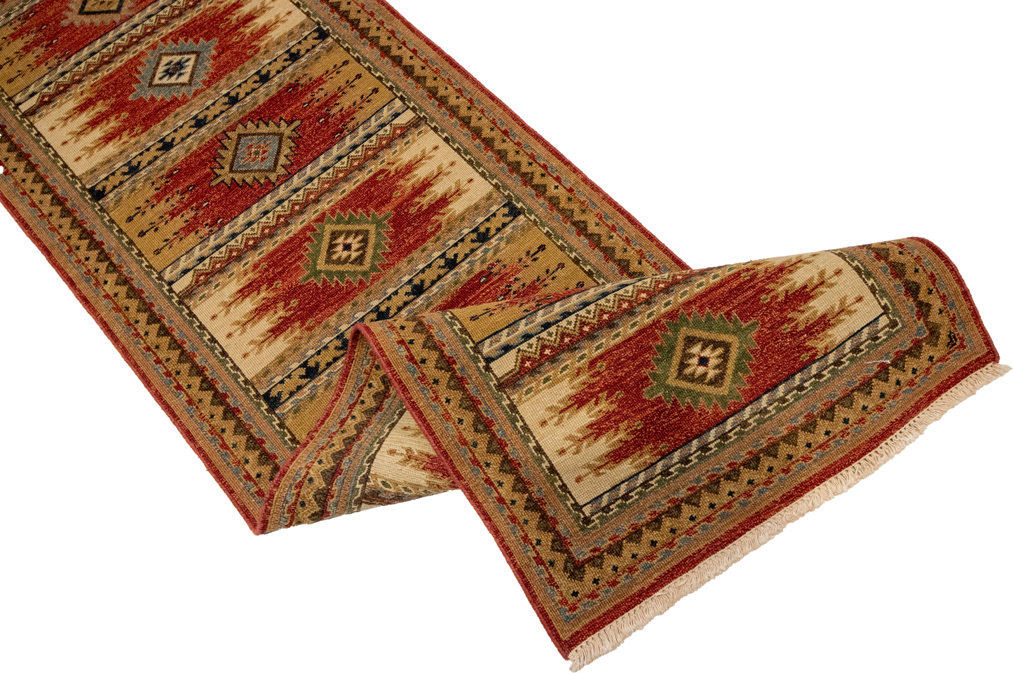 W 2.7 L 7.10 Karajeh Runner 100% Wool Hand-Woven Geometric Design - 64442