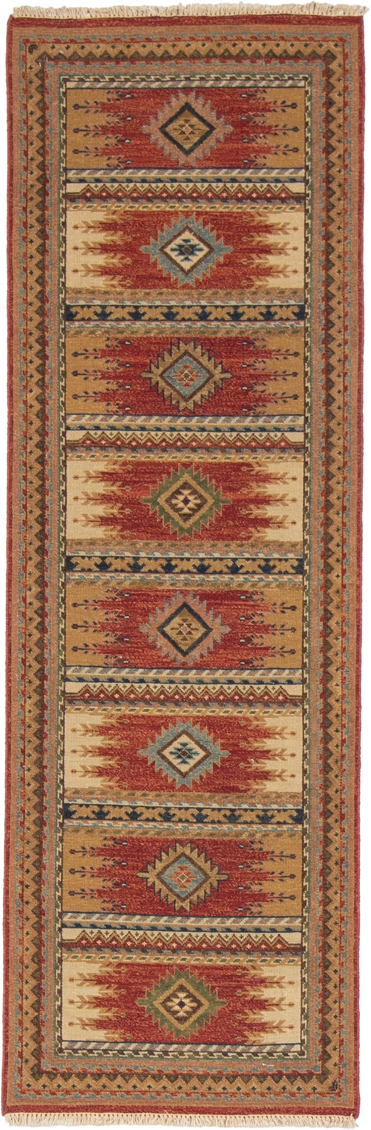 W 2.7 L 7.10 Karajeh Runner 100% Wool Hand-Woven Geometric Design - 64442