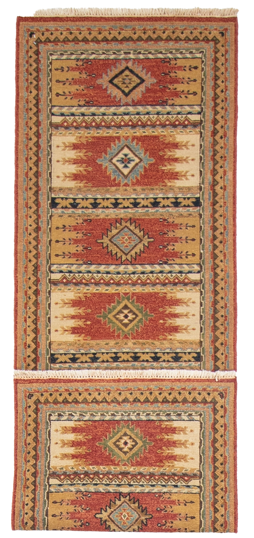 W 2.7 - L 7.11 Karajeh Runner 100% Wool Hand-Woven Geometric Design - 64443
